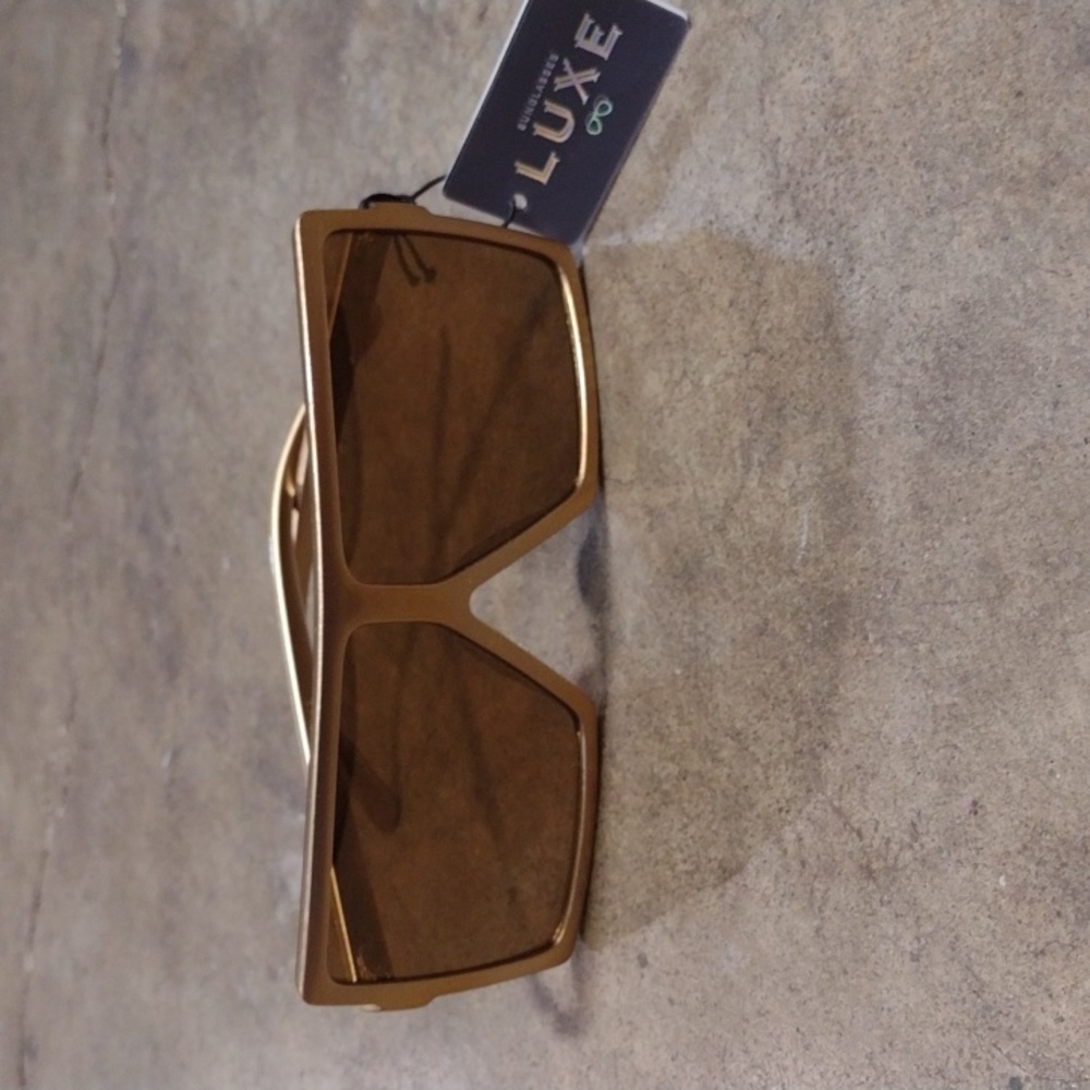 Gold Square Oversize Luxe Sunglasses